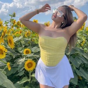 Yellow Strapless Top